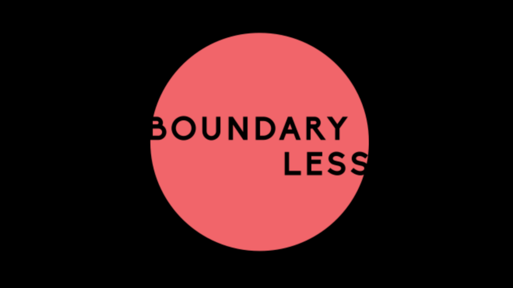 Red Boundarlyless logo in a black frame